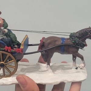 Lemax Holiday Horse and Carriage Figurine - Brown and Blue